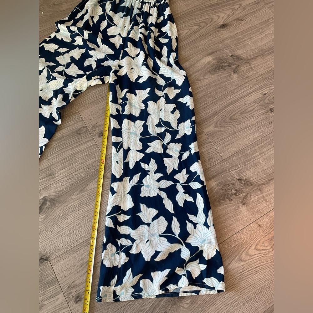 Japna Floral Wide Leg One shoulder smocked Jumpsuit. - Picture 12 of 13